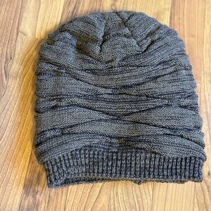 Cozy Gray Knit Fur lined Beanie